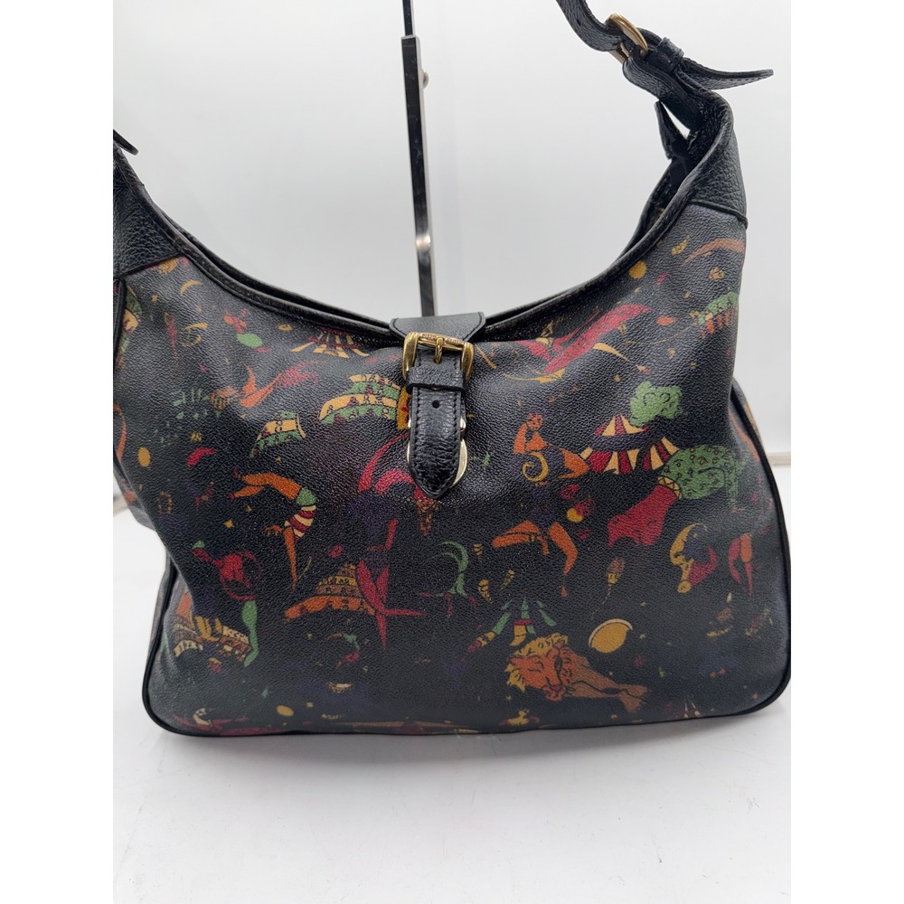 Piero Guidi Vintage Magic Circus Bag Italian Leather Whimsical Print Shoulder